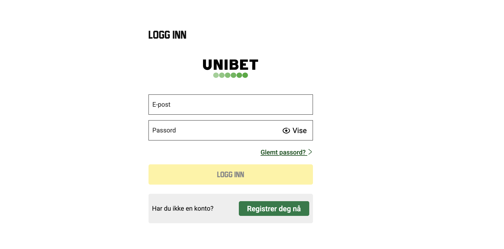 Registrering Unibet Casino